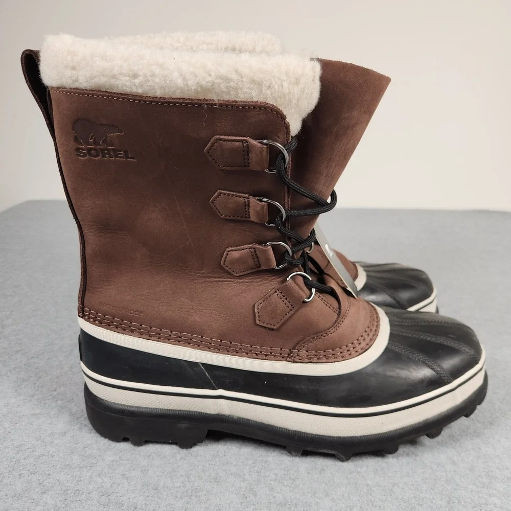 Sorel Caribou Boots Mens 11.5 Brown Leather Waterproof Insulated NM1000-238